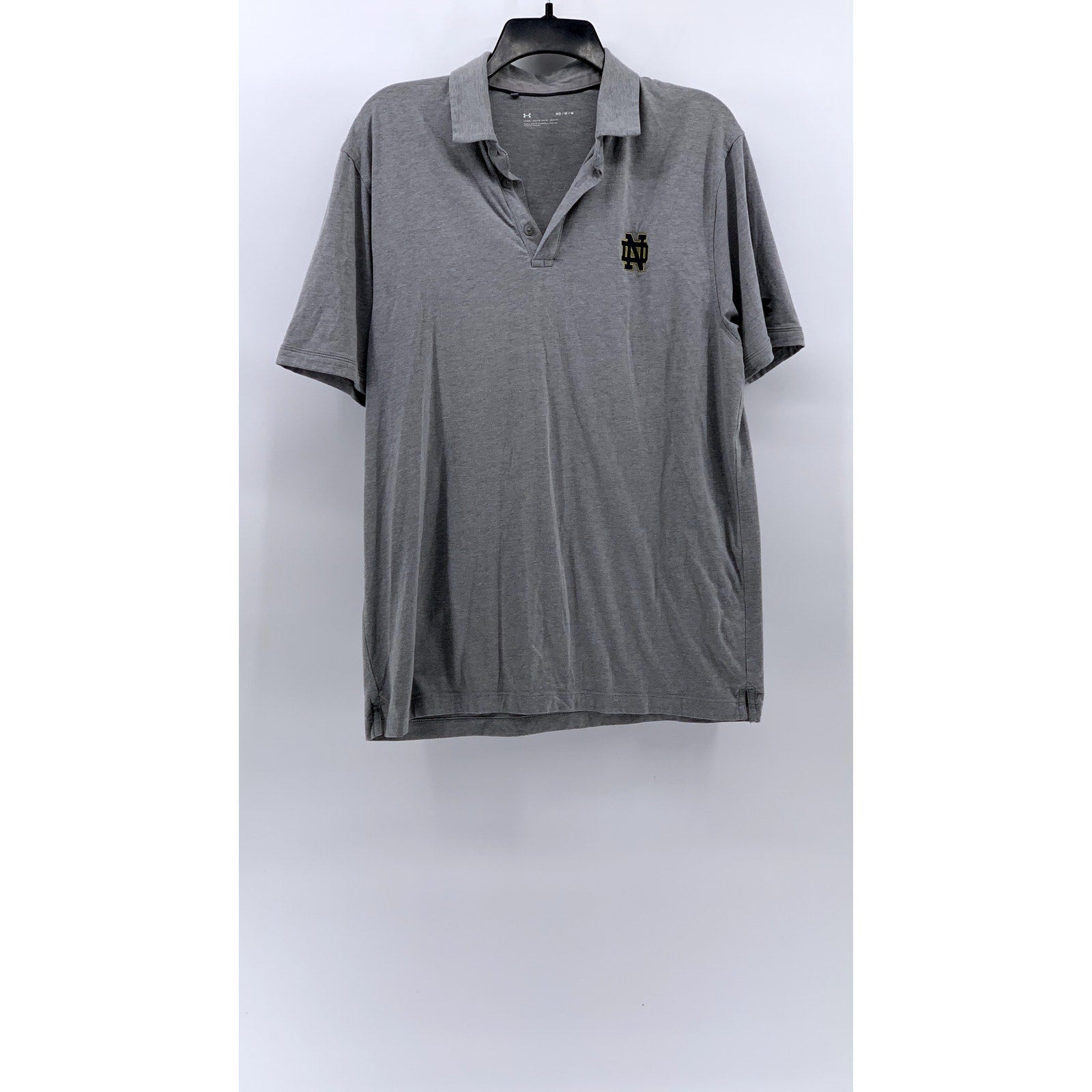 UNDER ARMOUR Men's Gray Notre Dame Short Sleeve Polo SZ M