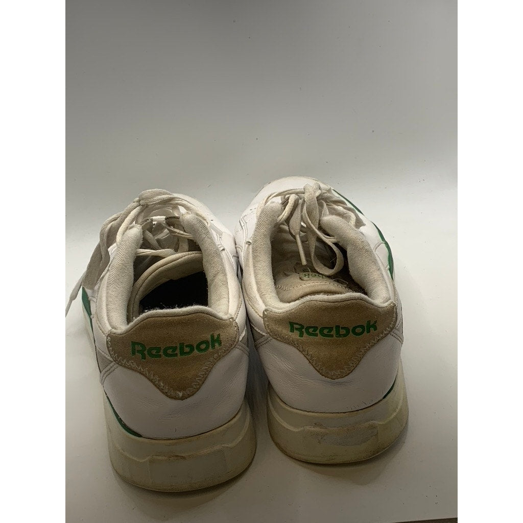 REEBOK Men's White-Green Court Lace-Up Sneakers SZ 10.5