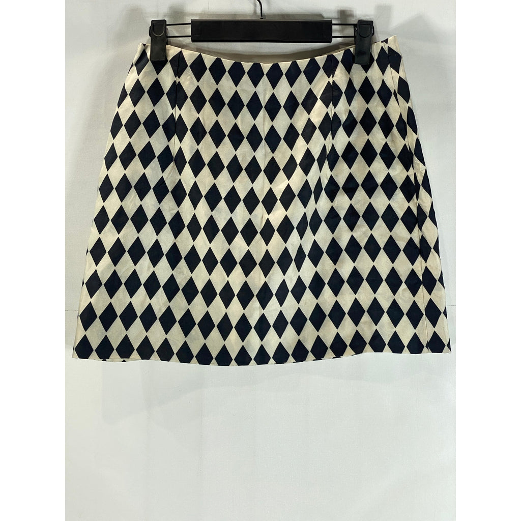 Women's Beige/Black Checkered Side-Zip Mini Skirt SZ S