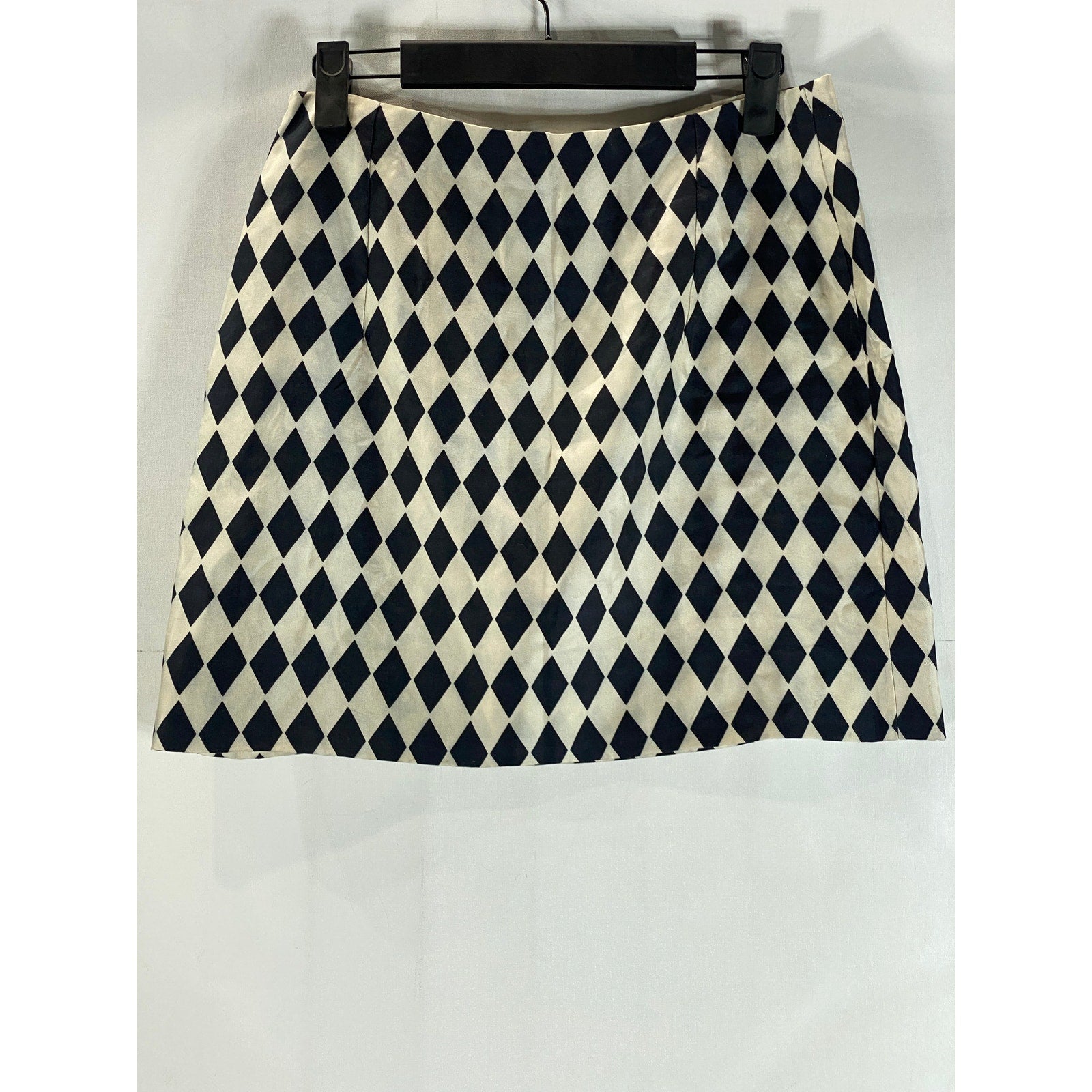 Women's Beige/Black Checkered Side-Zip Mini Skirt SZ S