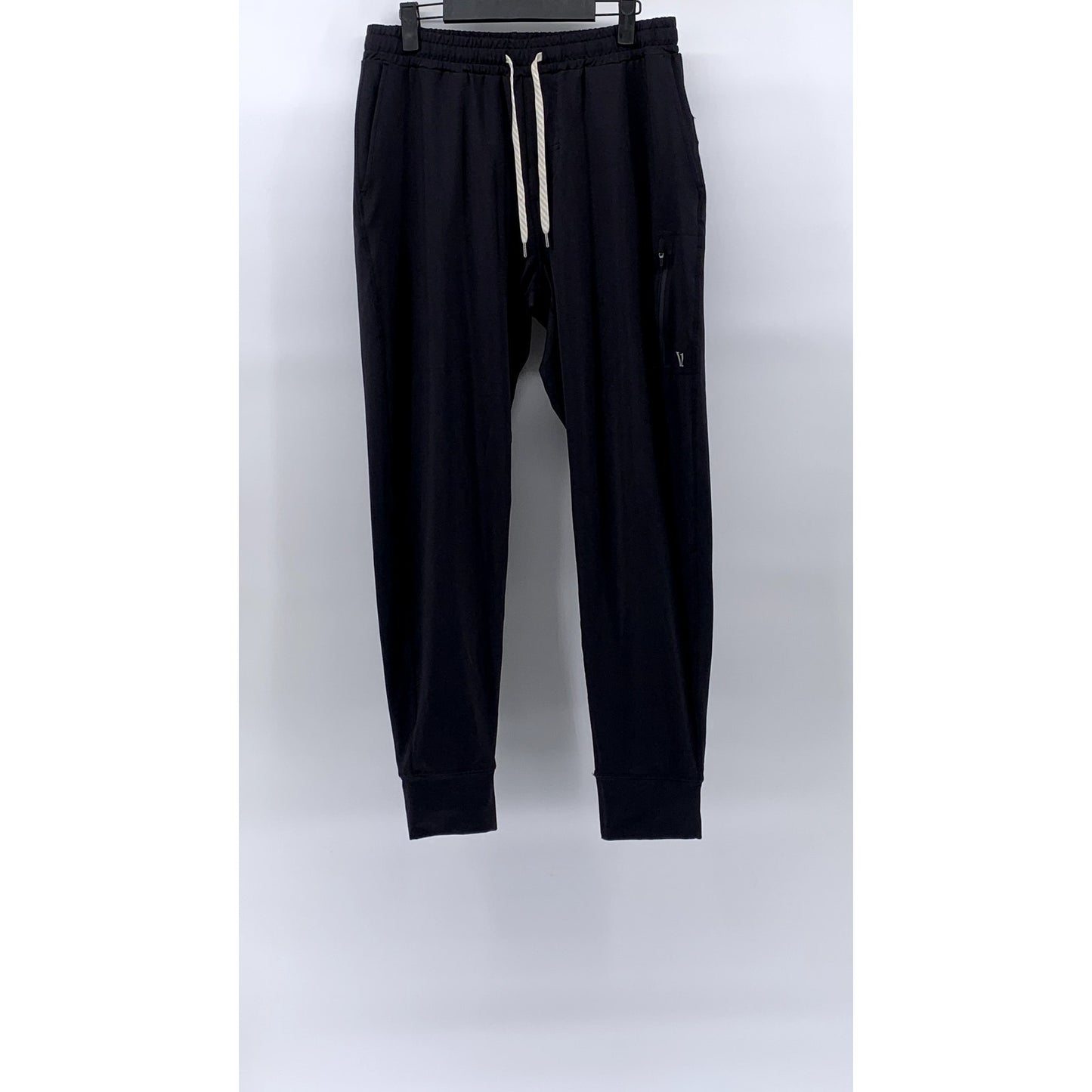 VUORI Men's Black Sunday Performance Drawstring Zipper-Pocket Jogger Pants SZ M