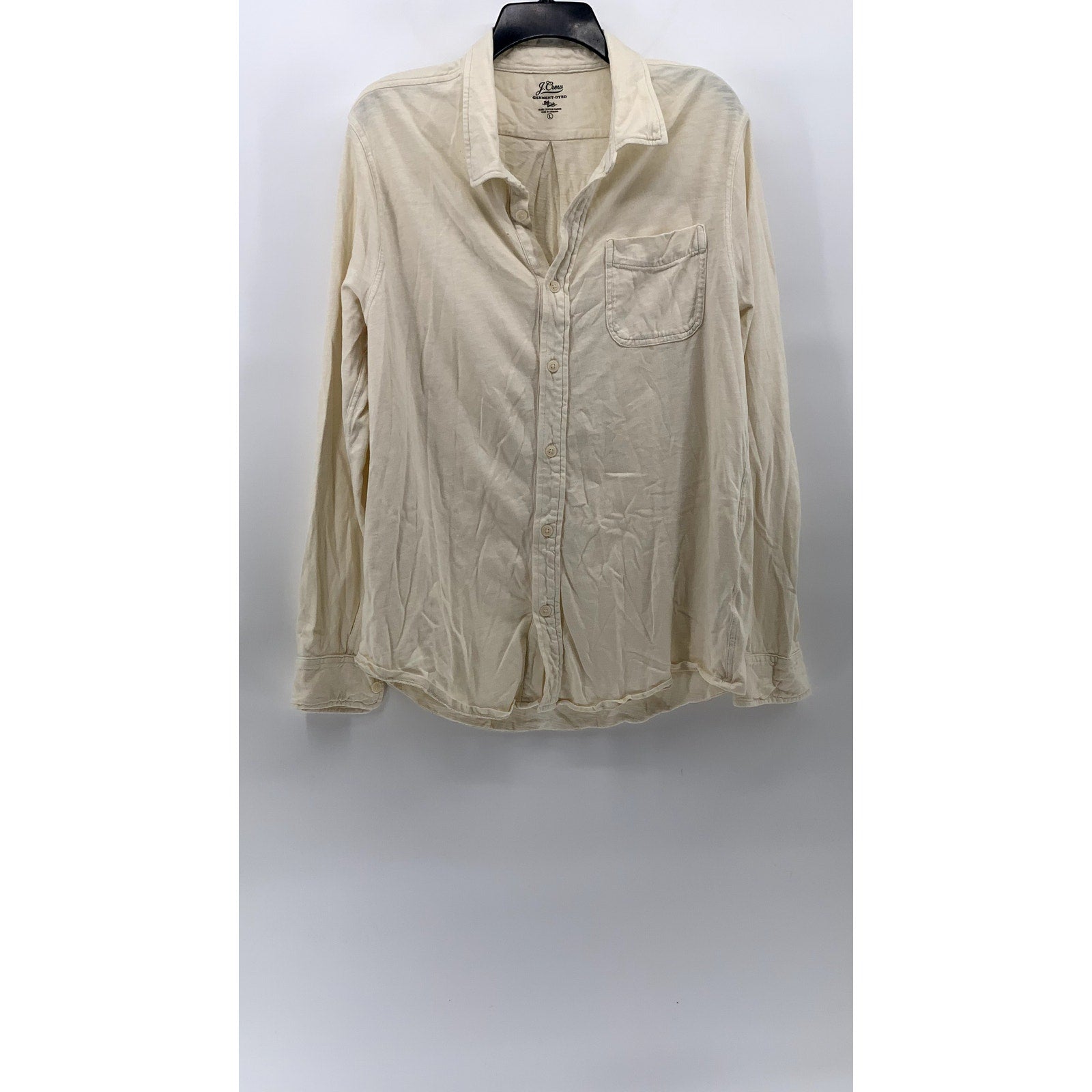 J.CREW Men's Off-White Garment Dyed Button-Up Long Sleeve Shirt SZ L