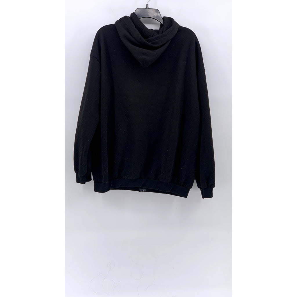 SHEIN Women's Black Solid Fleece Hooded Full-Zip Long Sleeve Casual Sweater SZ 6
