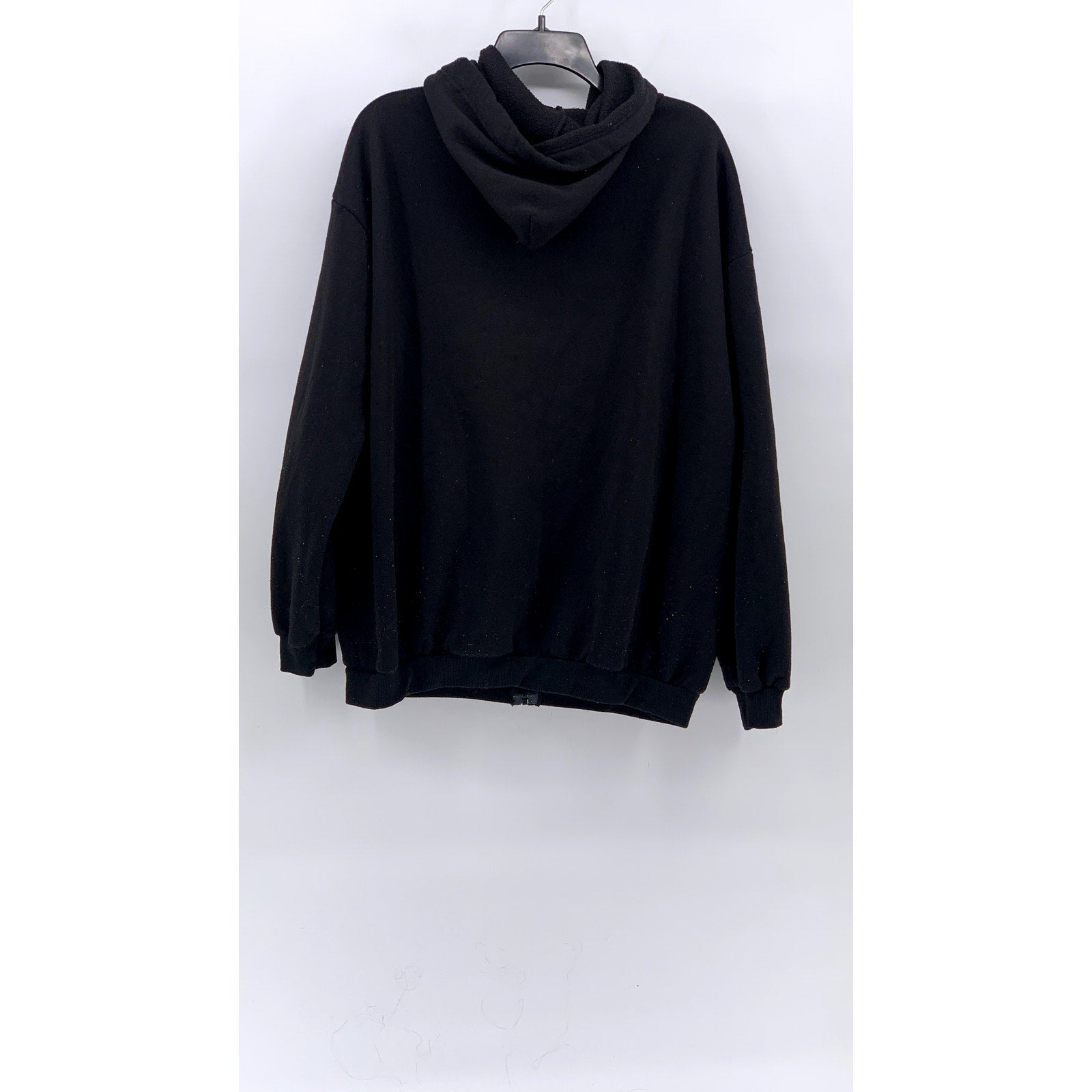 SHEIN Women's Black Solid Fleece Hooded Full-Zip Long Sleeve Casual Sweater SZ 6