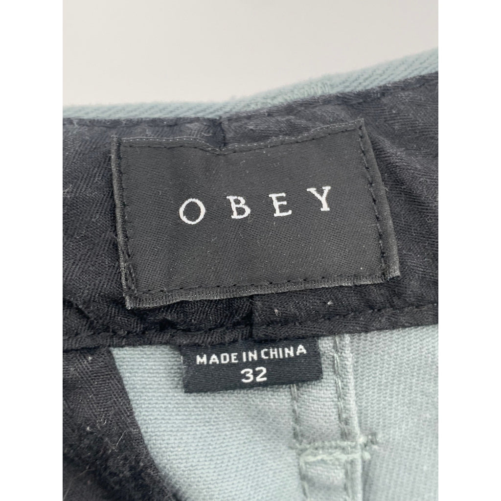 OBEY Men's Gray Solid Regular-Fit Tapered Leg Chino Pants SZ 32