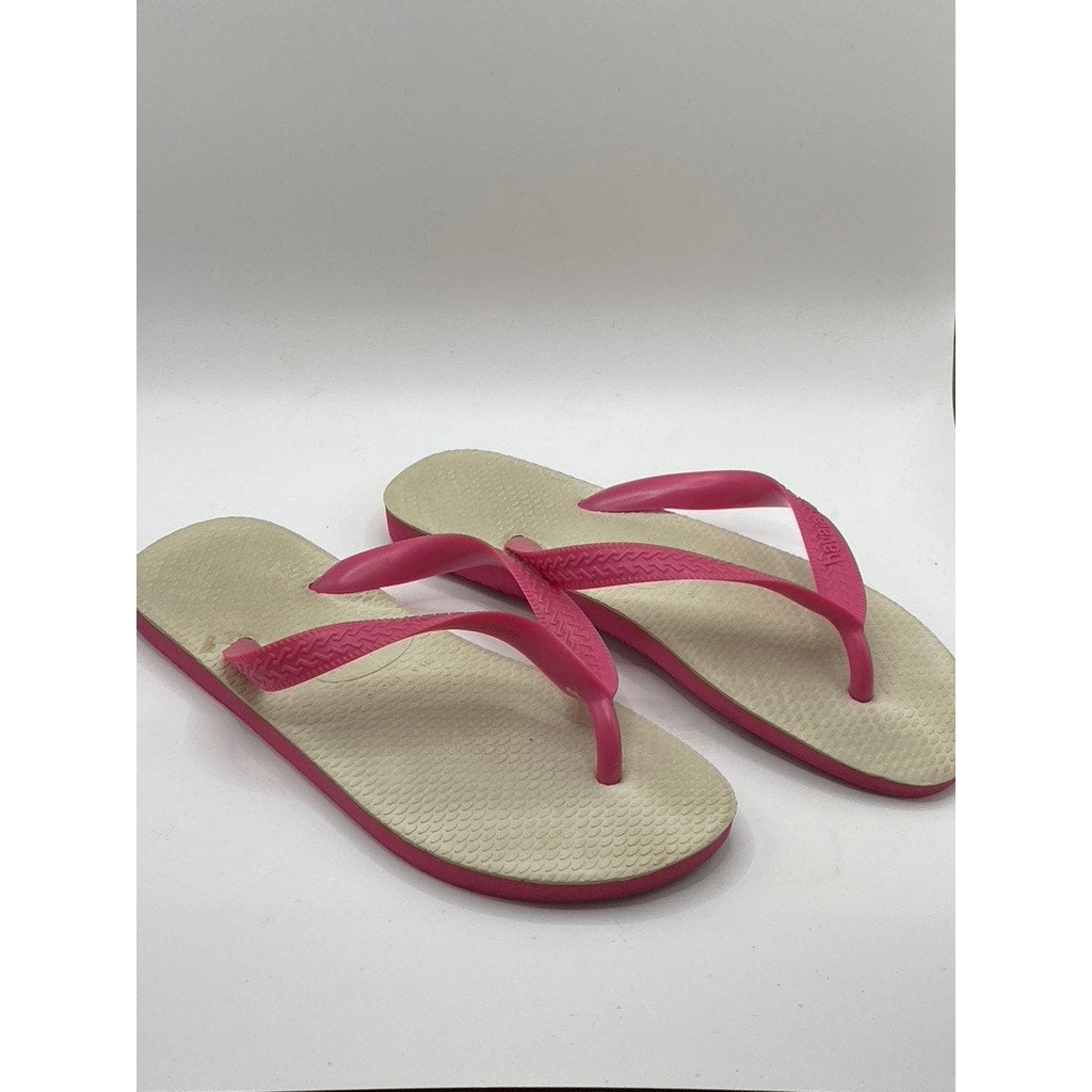 HAVAIANAS Women's Pink-Beige Round-Toe Lightweight Thong Flip-Flops SZ 6