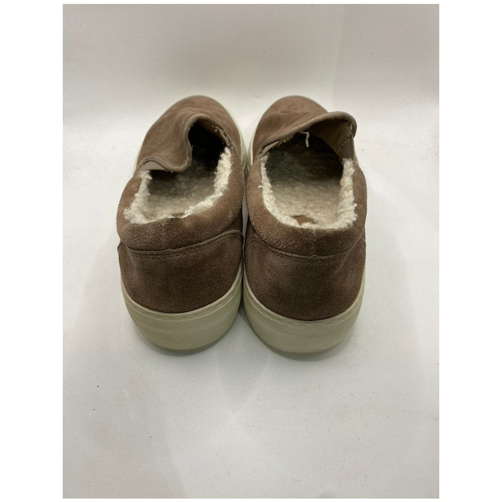 J/SLIDES Women's Brown Nubuck Suede Faux-Fur Low Top Platform Sneakers SZ 7