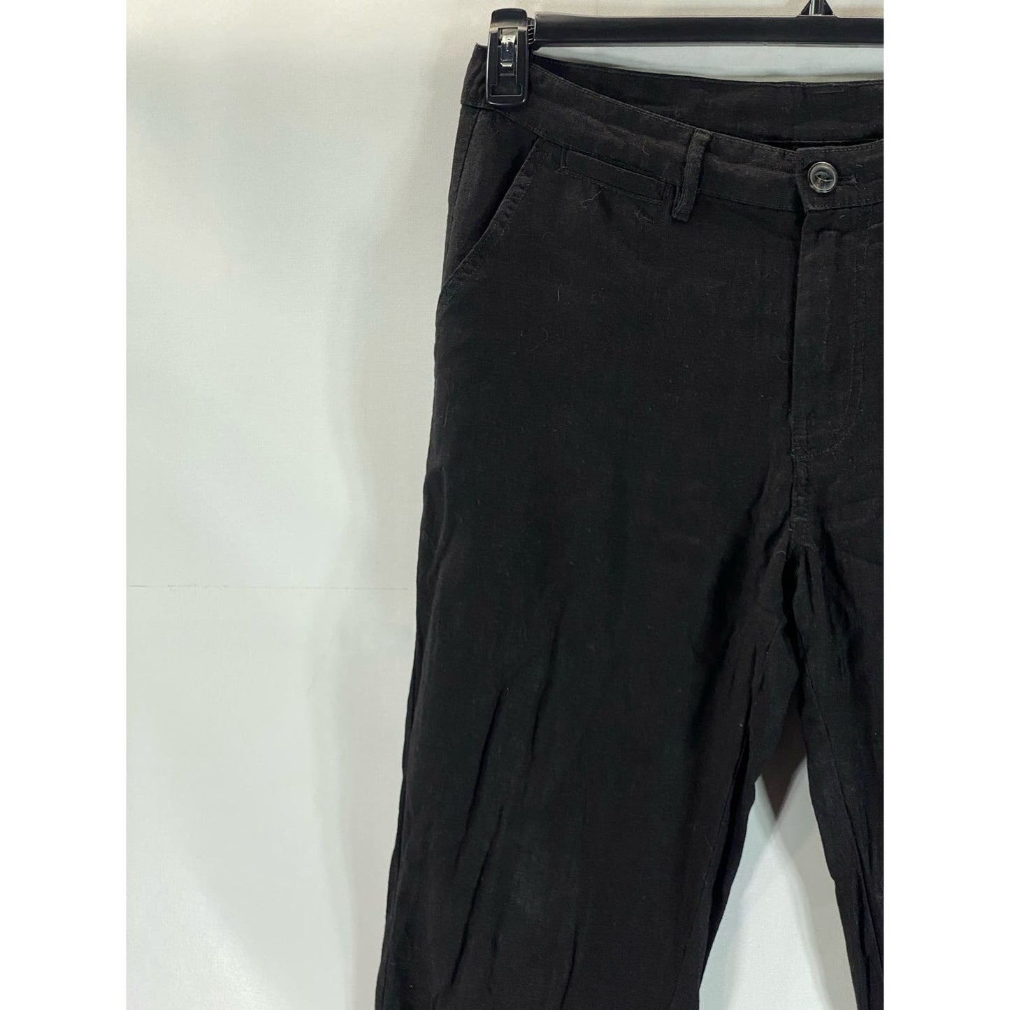 JACHS NEW YORK Men's Black Relaxed-Fit Linen-Blend Bowie Chino Pant SZ 36