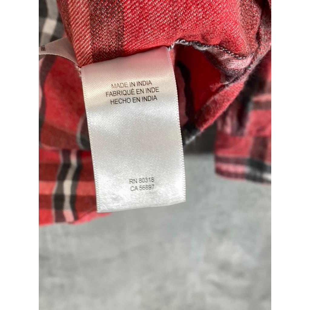 LUCKY BRAND Men's Red Plaid Humboldt Workwear Button-Up Long Sleeve  Shirt SZ L