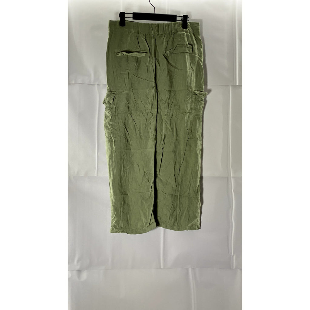 ZARA Women's Green Linen-Blend Front-Slit Midi Skirt SZ S