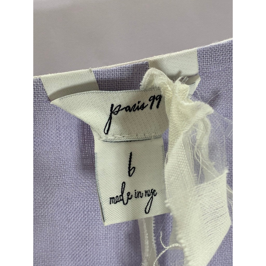 PARIS 99 Women's Purple/White Lace Checkered Puff-Sleeve Mini Dress SZ 6