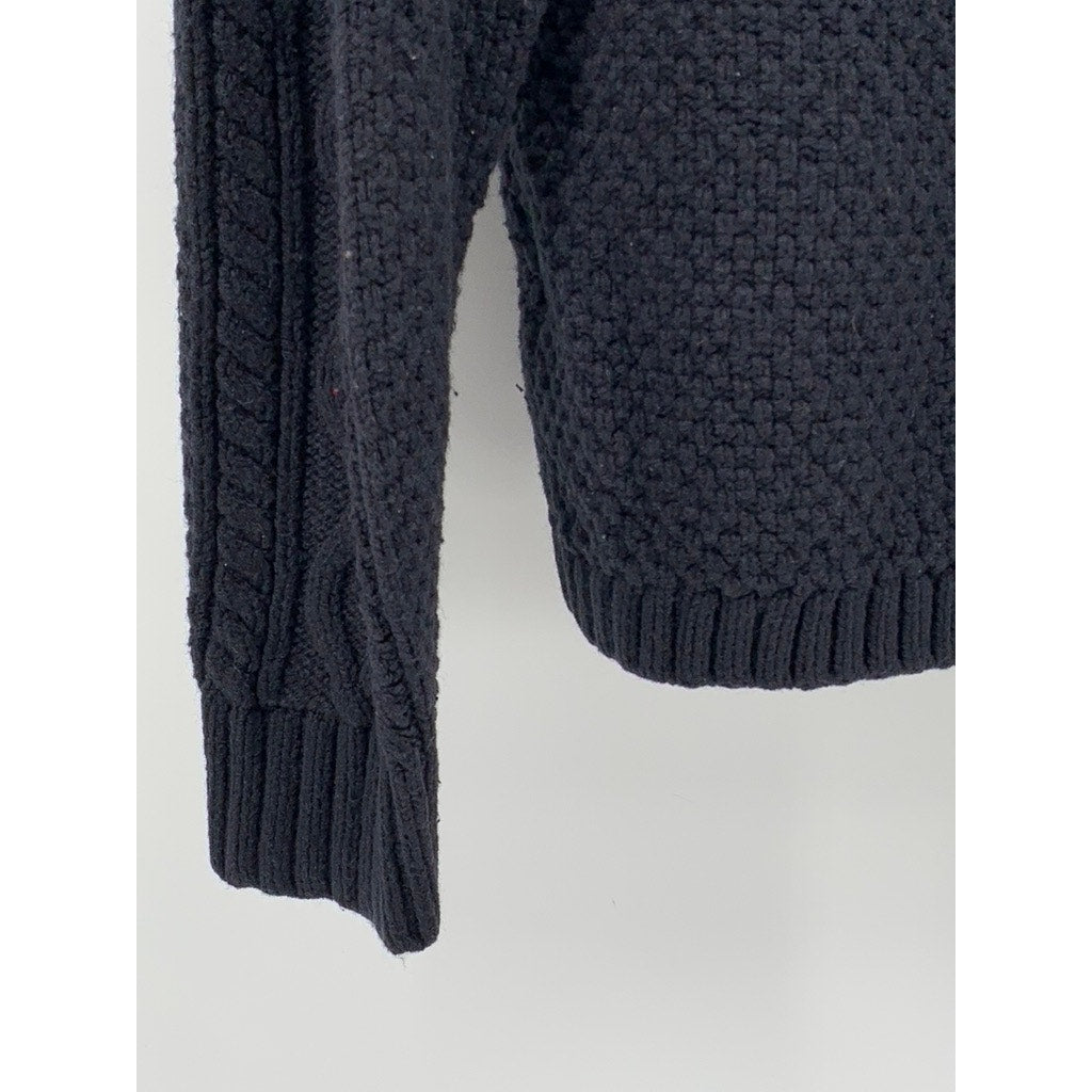 UNIQLO Women's Navy Blue Crewneck Cable Knit Long Sleeve Pullover Sweater SZ M