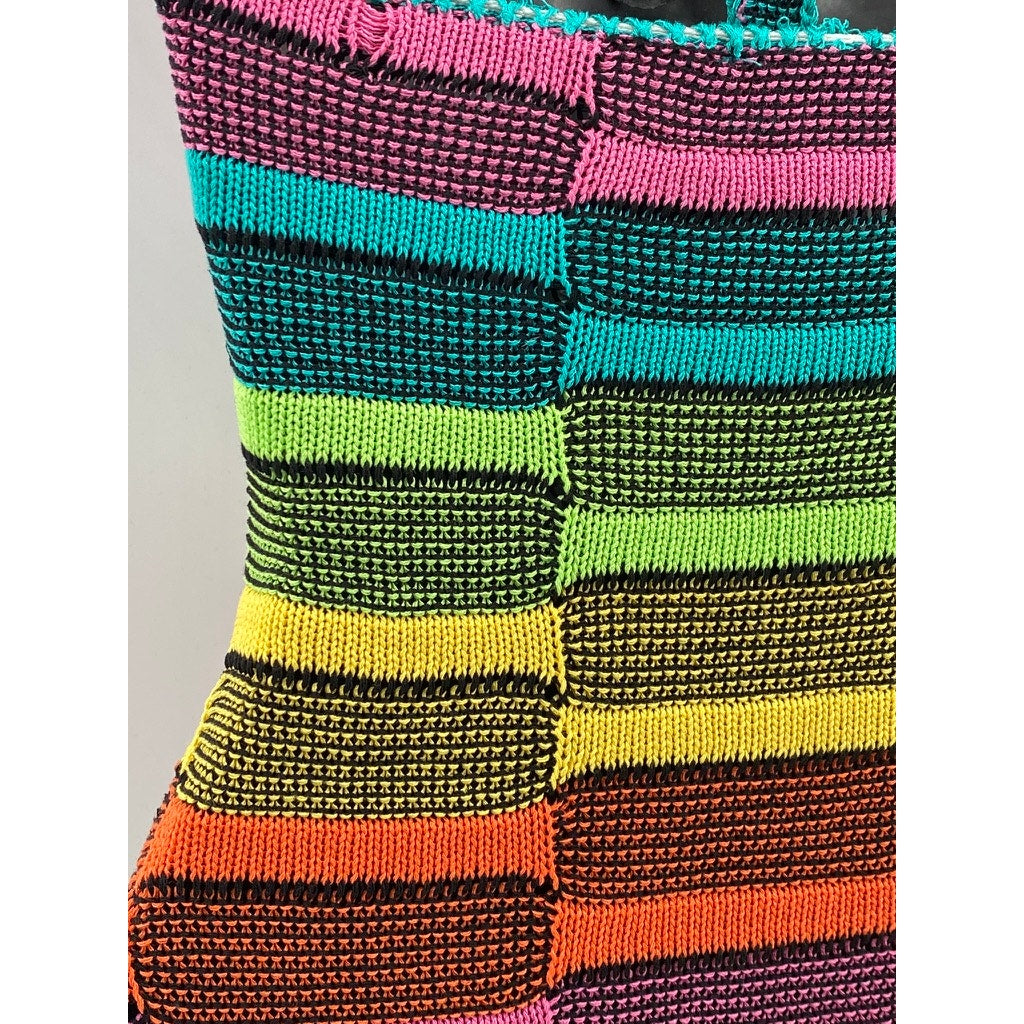FASHION NOVA Women’s Multicolor Knit Scoop-Neck Side-Slit Maxi Halter Dress SZ S