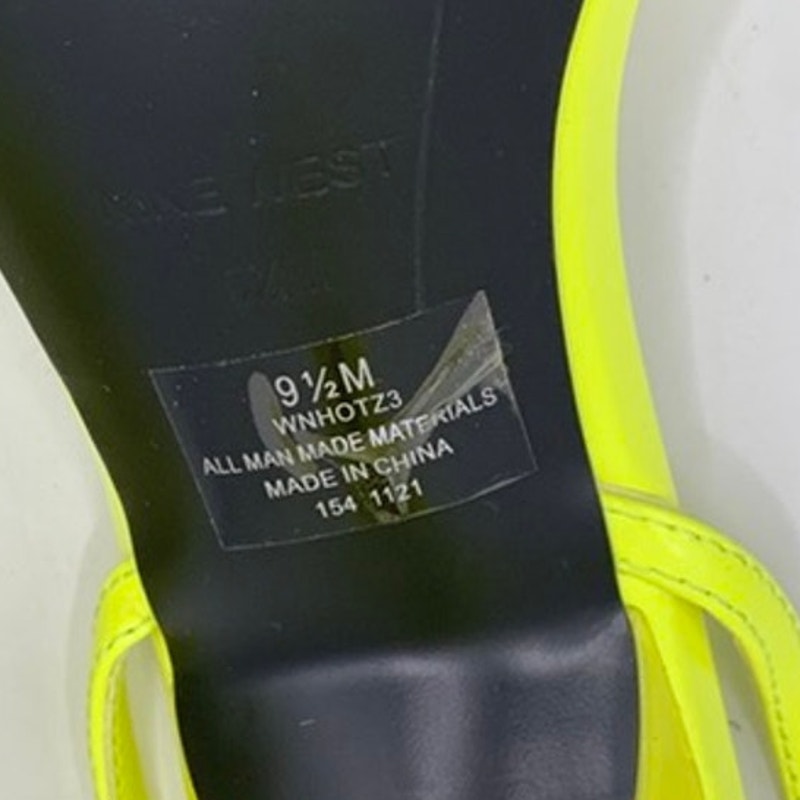 NINE WEST Women's Neon Yellow Hotz Ankle Strap Stiletto Heel Sandals SZ 9.5