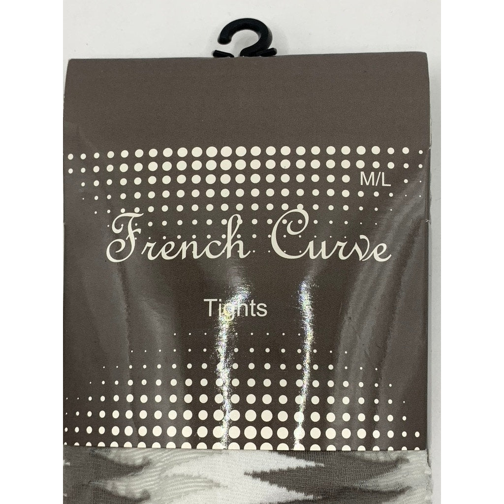 FRENCH CURVE Women's Gray-White Sheer Printed Pull-On Tights SZ M/L
