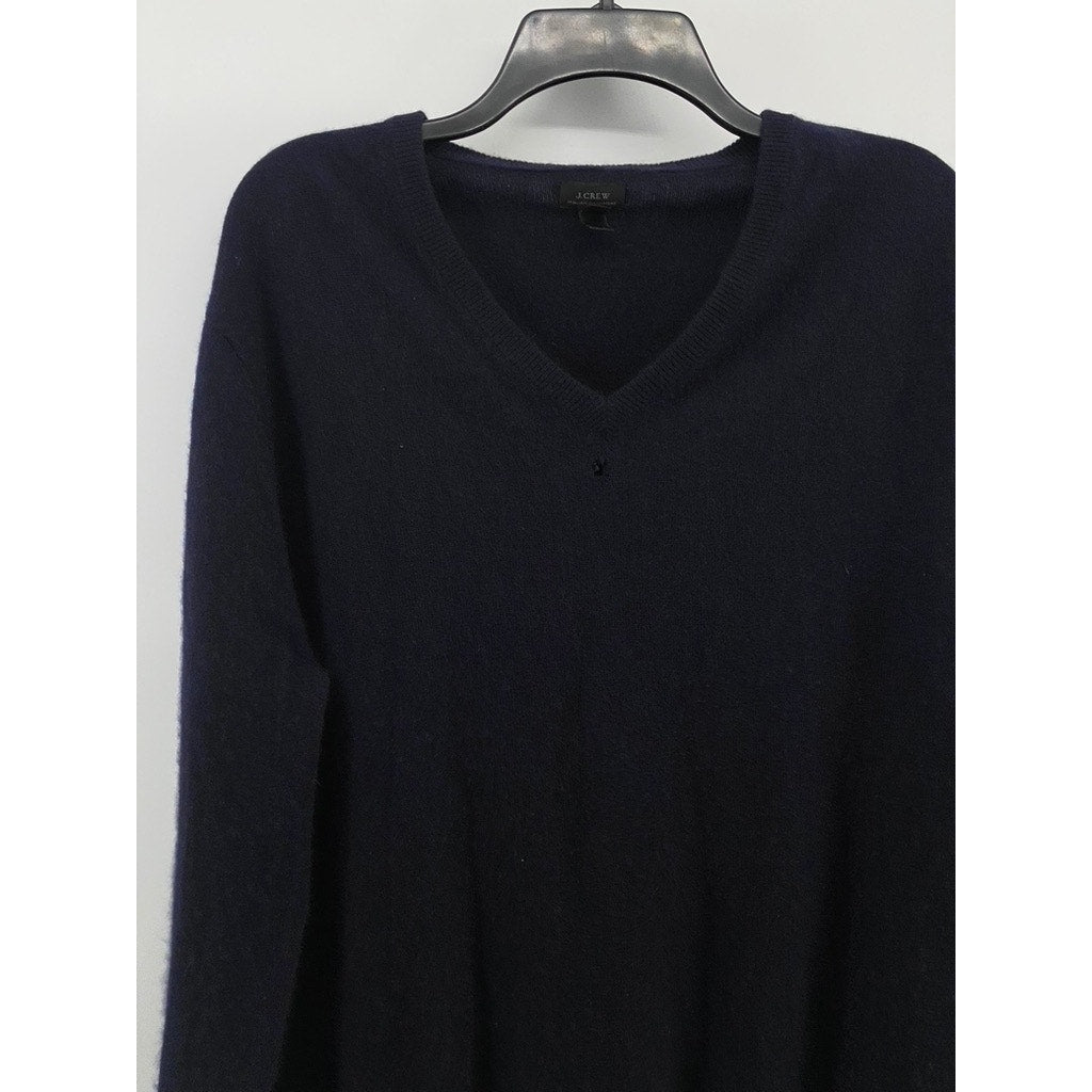 J.CREW Men’s Navy Blue V-Neck Italian Cashmere Long Sleeve Sweater SZ L