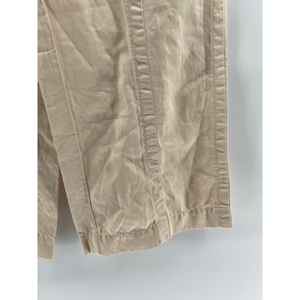 LOFT Women's Beige Seamed Twill Wide-Leg Cropped Pant SZ 6