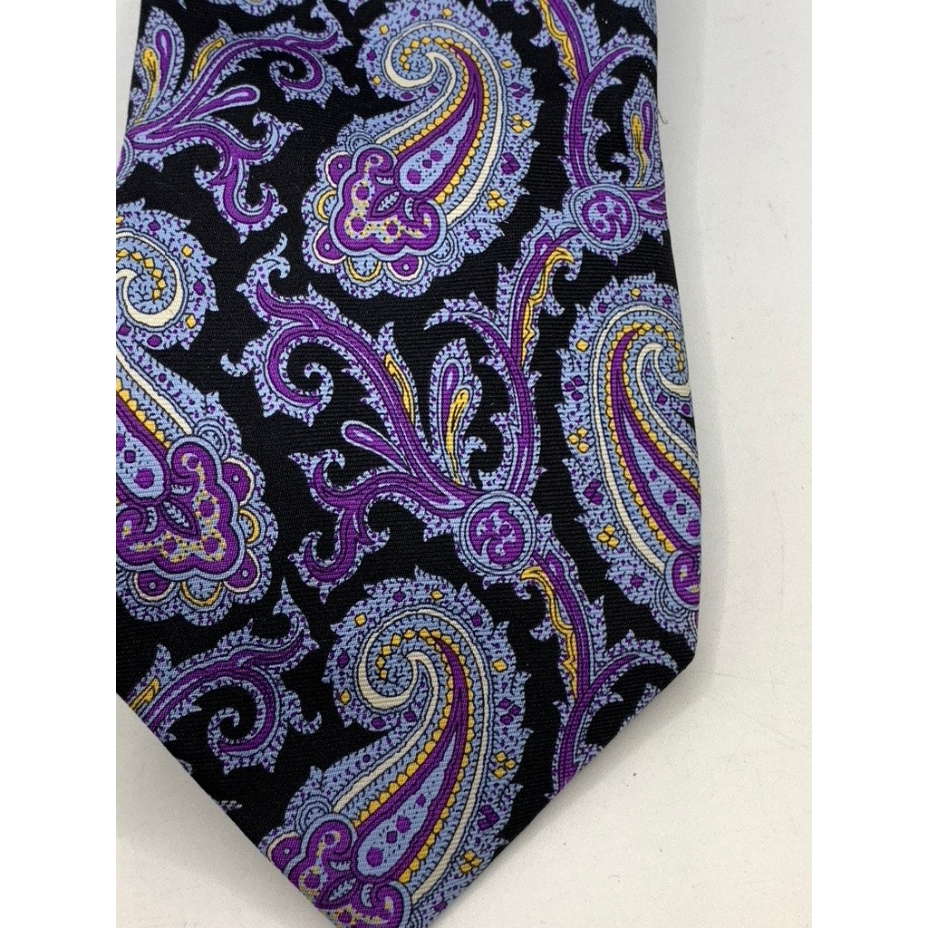 LAUREN RALPH LAUREN Men's Black-Purple Paisley Silk Tie SZ OS