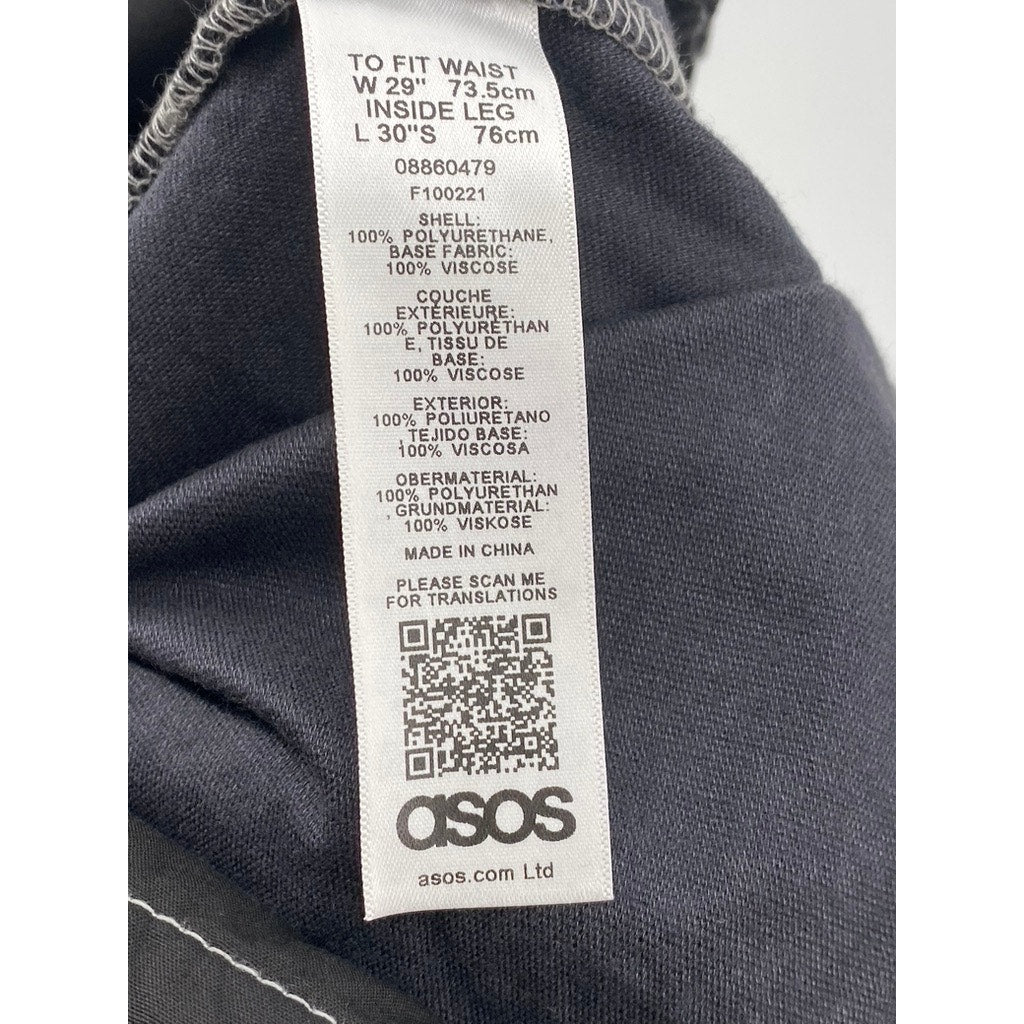 ASOS Women's Black Faux-Leather Slim-Leg Cuffed Hook & Bar Pant SZ 29
