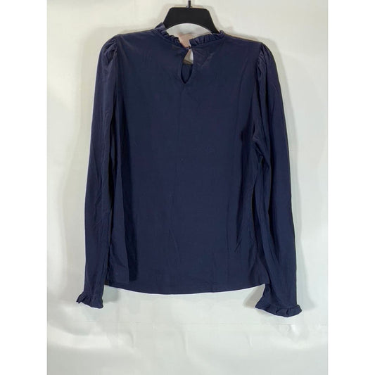 BODEN Women’s Navy Supersoft Frill Detail Long Sleeve Pullover Top SZ 10