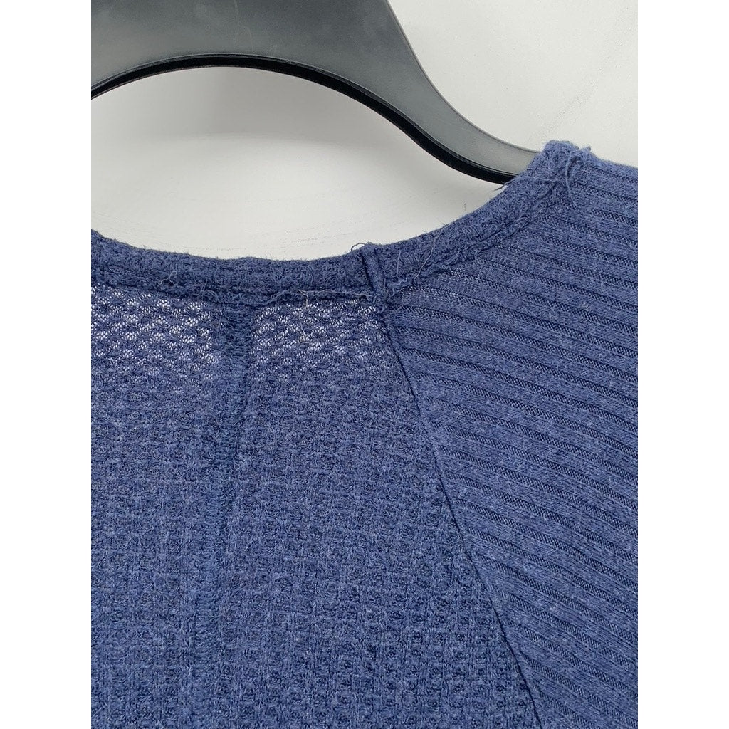 FREE PEOPLE Women's Navy Blue Catalina Scoop-Neck Long Sleeve Thermal Top SZ S