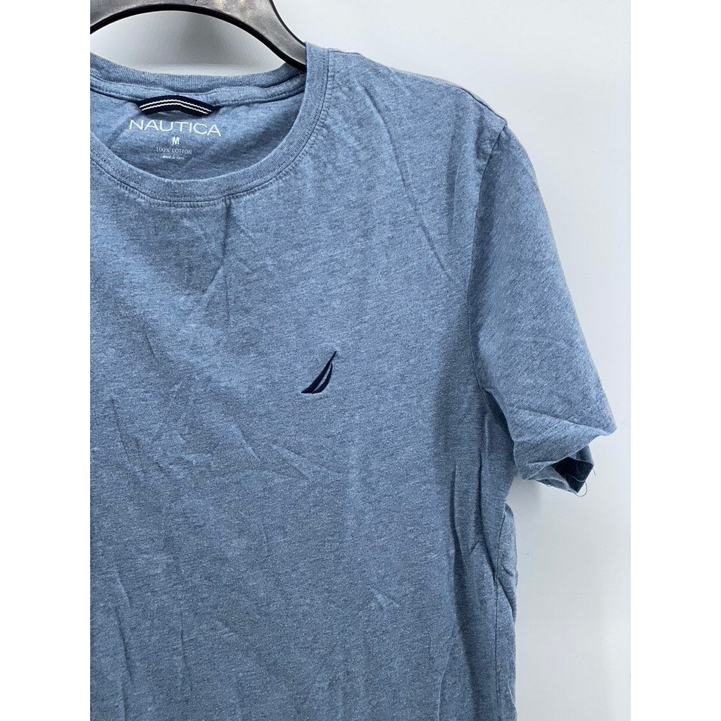 NAUTICA Men's Blue Heathered Crewneck Short Sleeve Casual T-Shirt SZ M