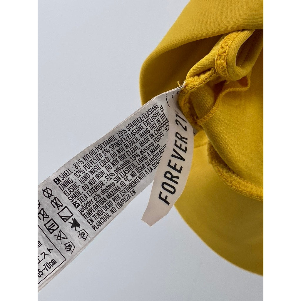 FOREVER 21 Women's Mustard Yellow Strappy V-Neck Spaghetti Strap Bikini Top SZ S