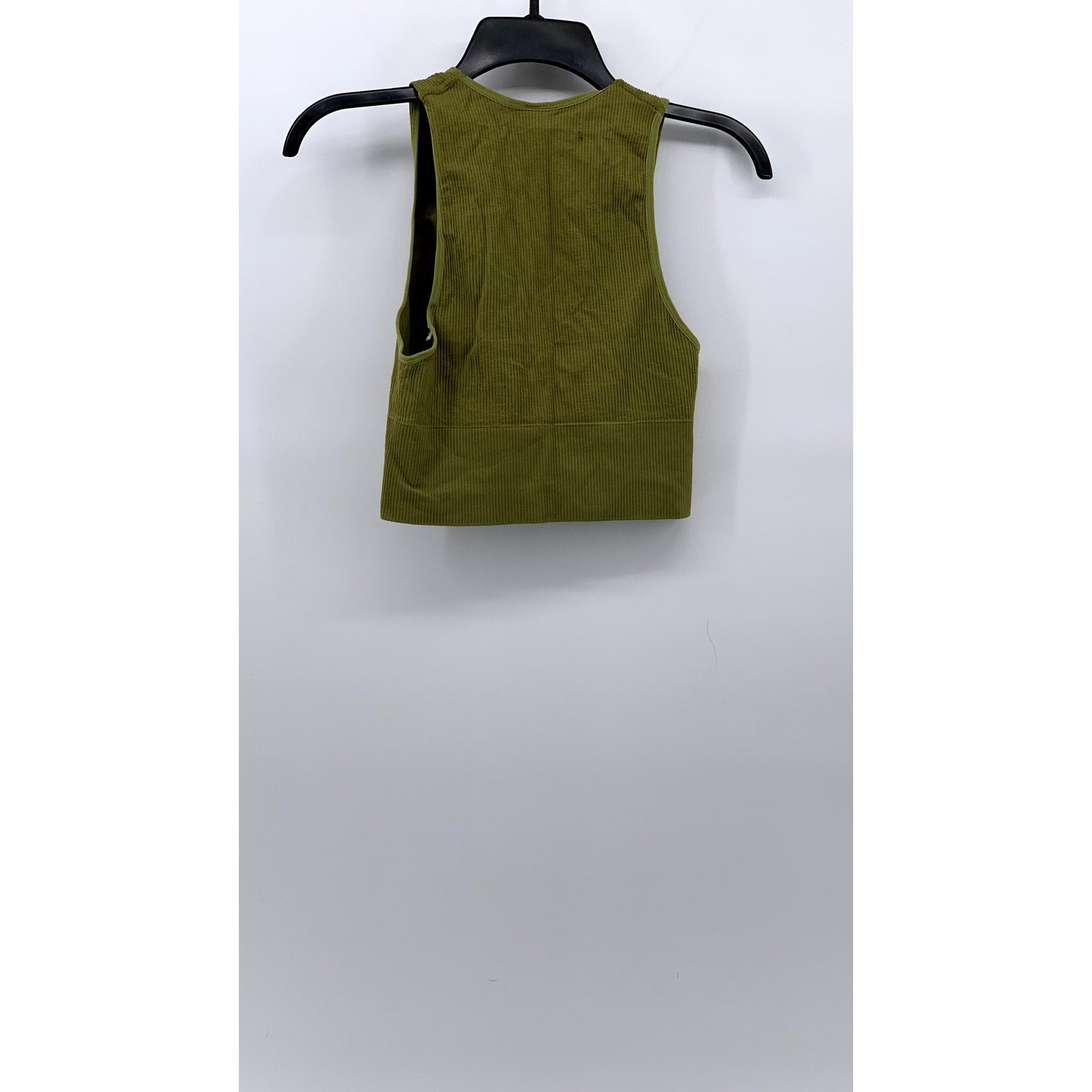BDG Women's Olive Green Ribbed Seamless Plunging V-Neck Cropped Tank Top SZ S