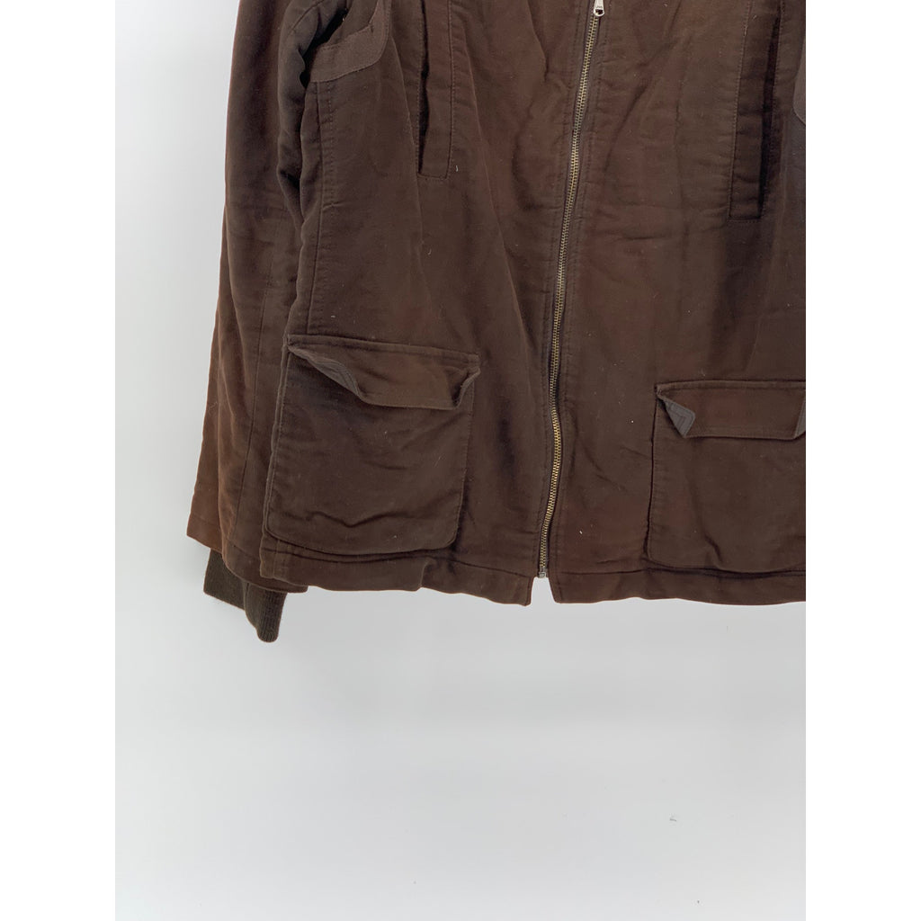 ZARA Men's Brown Zip-Up Stand Collar Military Long Sleeve Jacket SZ XL