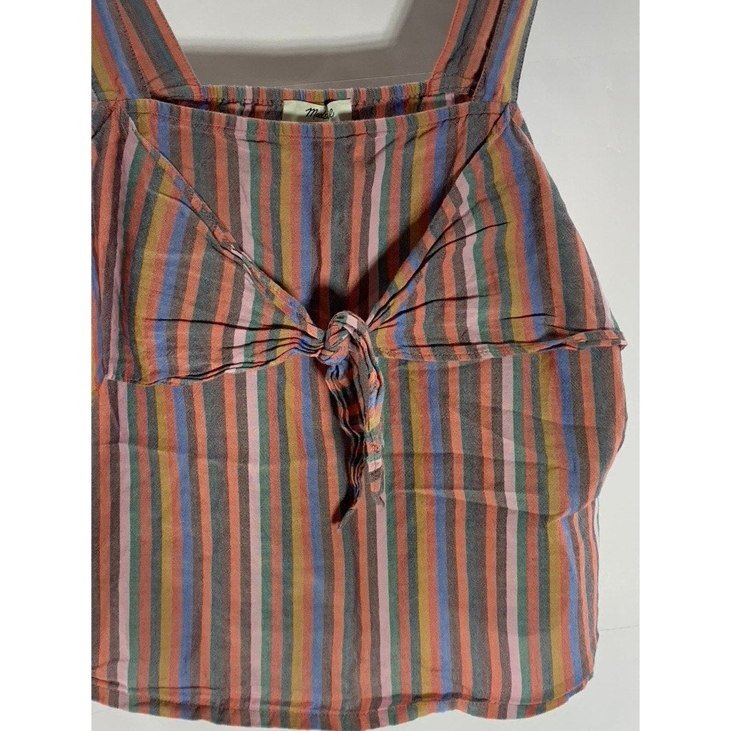 MADEWELL Women's Petite Multicolor Stripe Tie Front Lightweight Cami Top SZ 8P