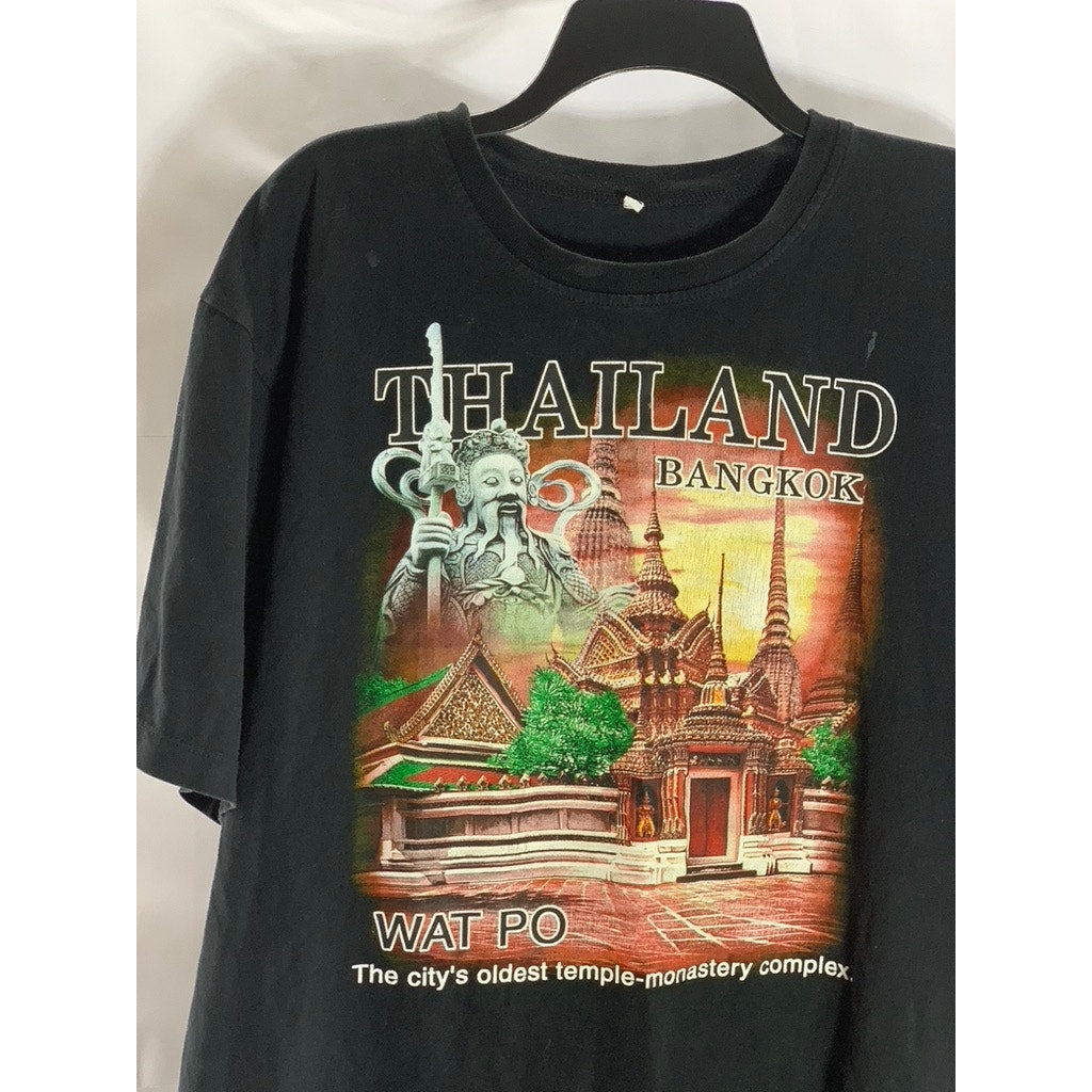 UNBRANDED Men's Black Thailand Bangkok Temple Graphic Crewneck T-Shirt SZ 2XL