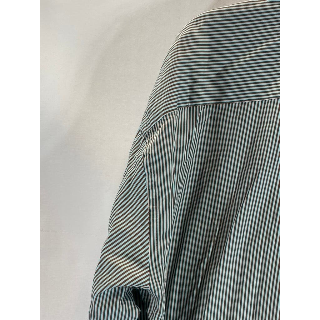 PETER MILLAR Men's Green/Brown Striped Vintage Button-Up Long Sleeve Shirt SZ XL