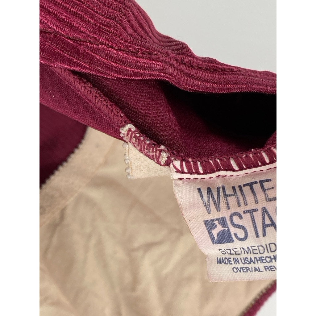 WHITE STAGS Women's Vintage Burgundy Ribbed Scoop-Neck Ribbed Swimsuit SZ 10