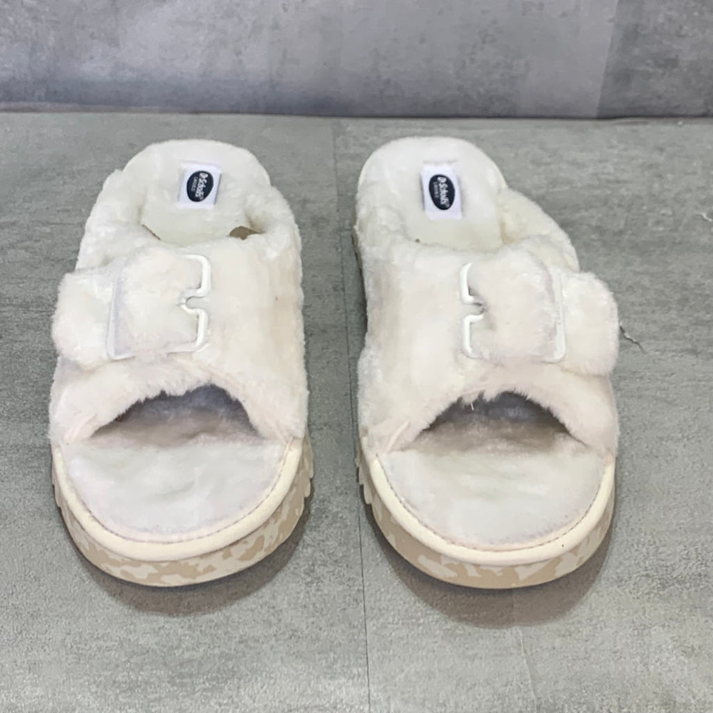 DR. SCHOLL'S Tofu Staycay OG Faux Fur Buckle Slide Sandal SZ 10