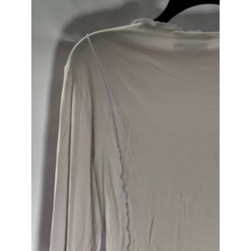 STOCKHOLM ATELIER & OTHER STORIES Blush Lettuce Trim Long Sleeve Rib Top SZ S