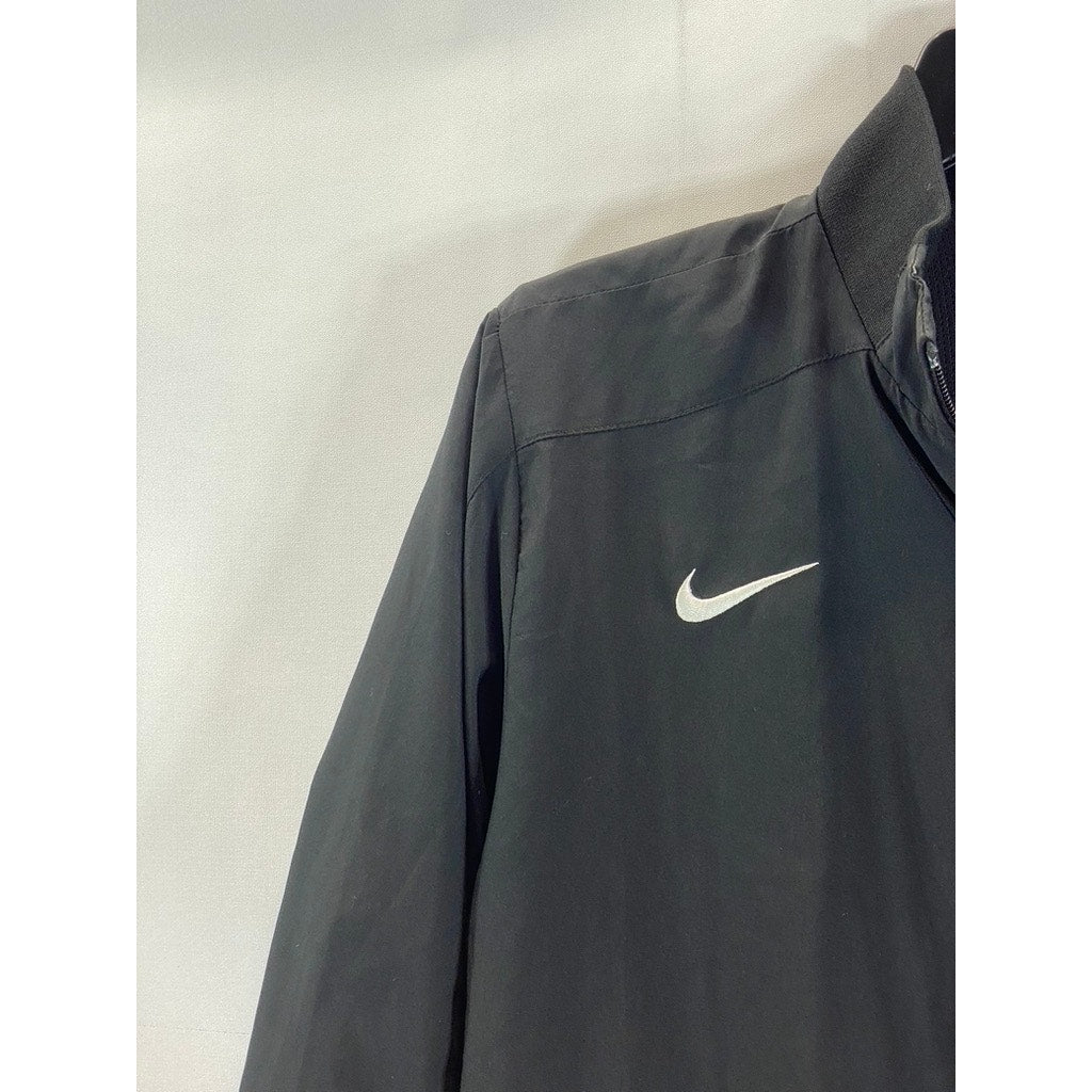 NIKE Men's Solid Black Dri-Fit Zip-Up Water Resistant Stand Collar Jacket SZ XL