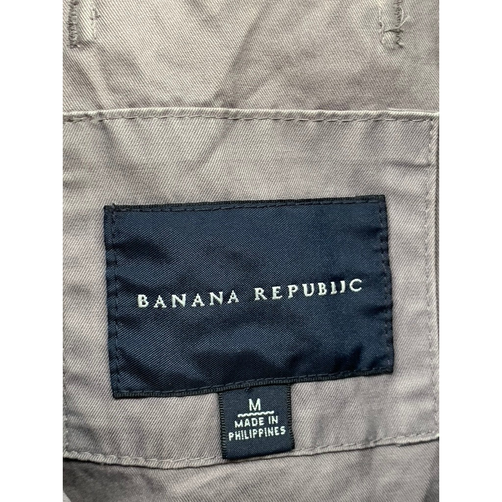 BANANA REPUBLIC Women's Gray Zip-Up Button Drawstring Long Sleeve Jacket SZ M