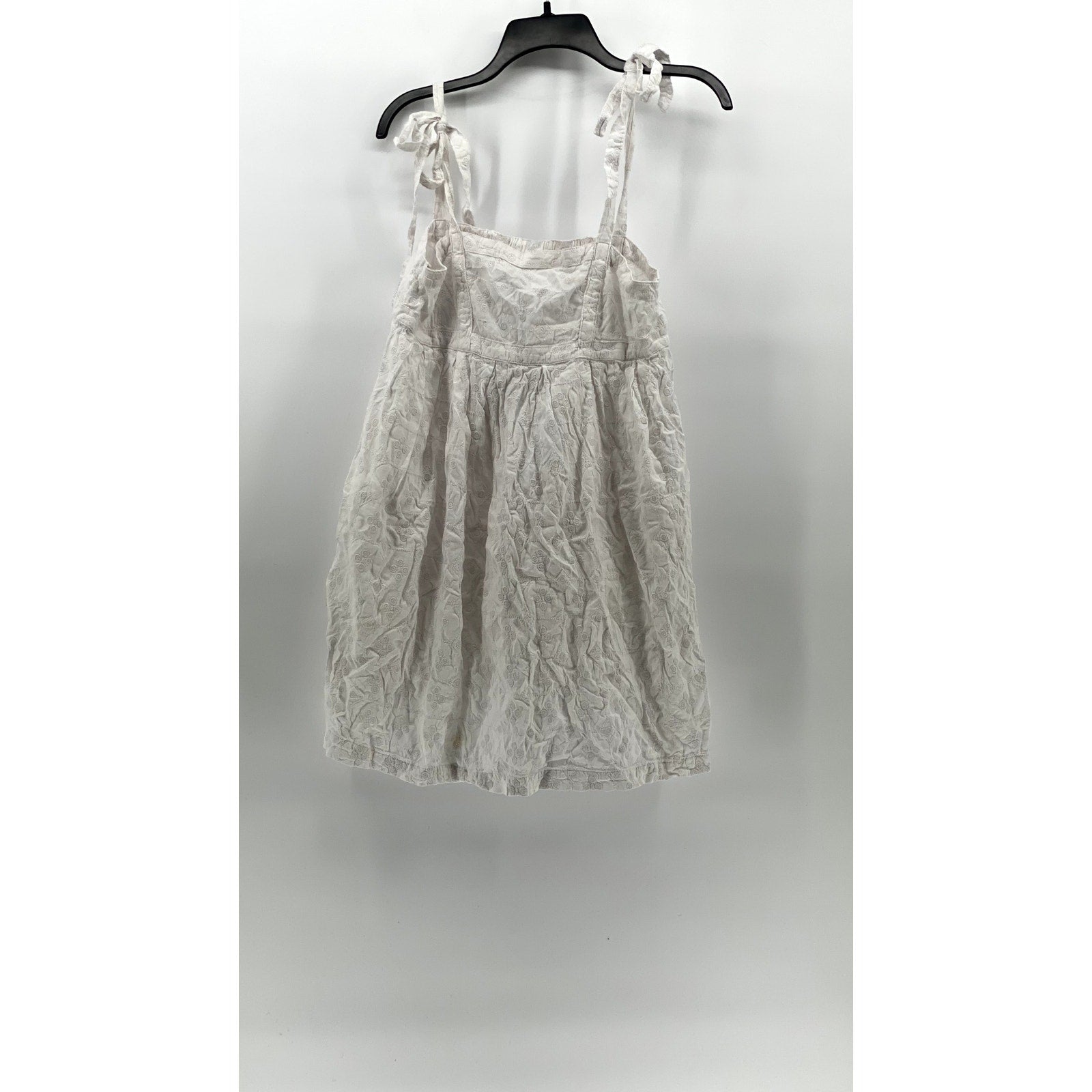 OLD NAVY Women's White Calla Lily Straight Neck Tie-Sleeve Mini Babydoll Dress S
