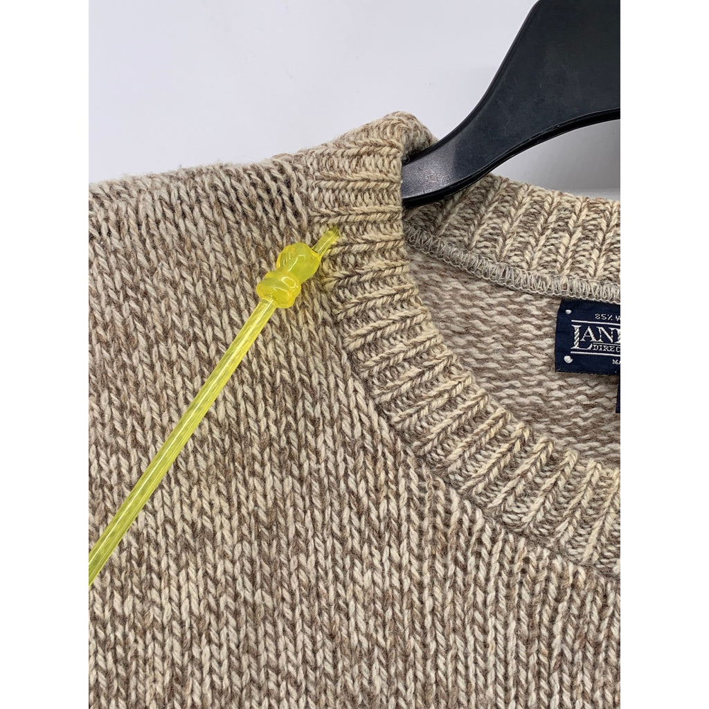 LANDS END Men's Vintage Tan Wool Crewneck Fisherman Knit 90's Sweater SZ M