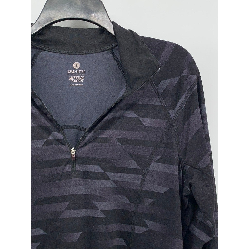 ACTIVE BY OLD NAVY Women's Gray-Black Camo Quarter Zip Semi-Fitted Shirt SZ L