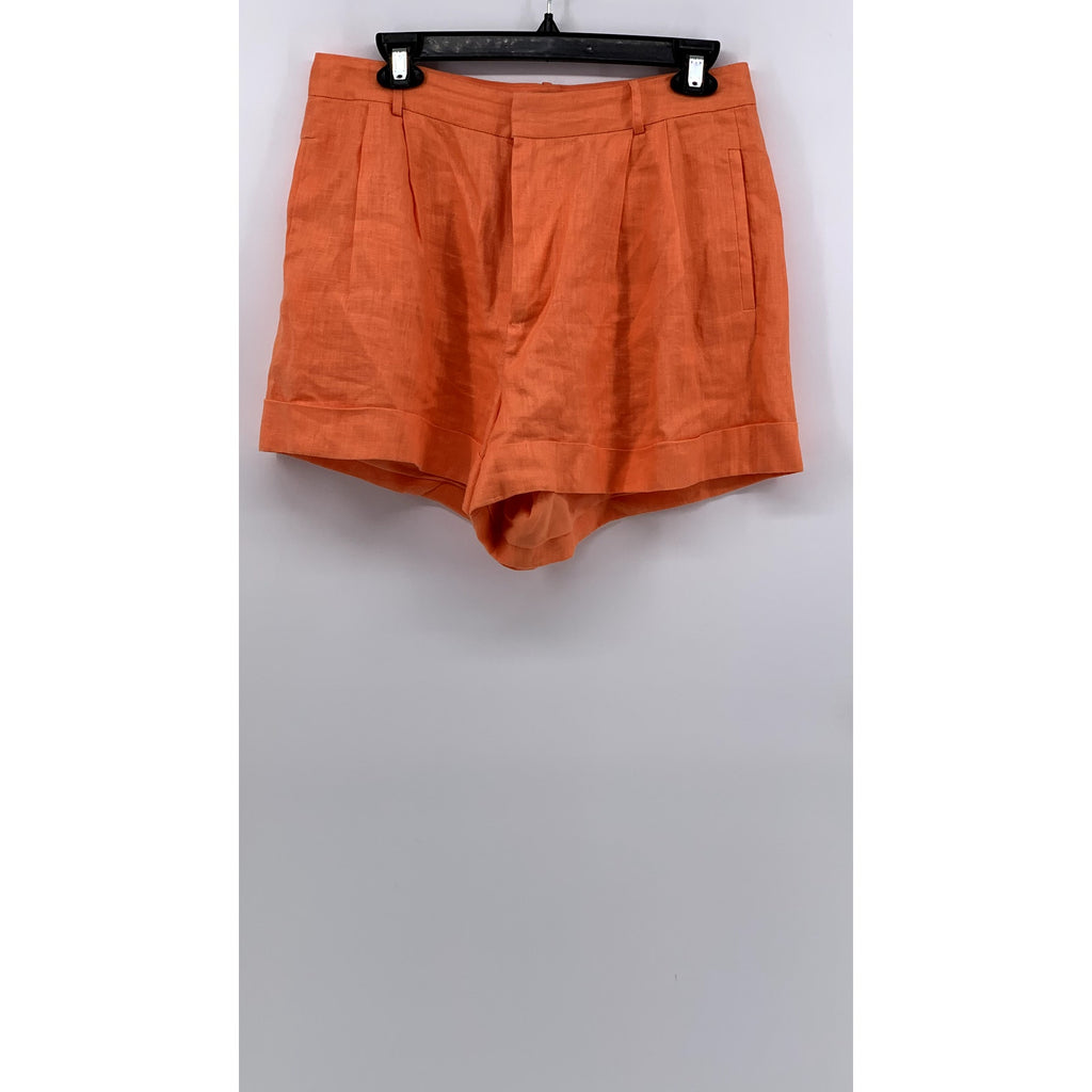 CAMI NYC Women’s Orange Linen High Rise Shorts SZ 10
