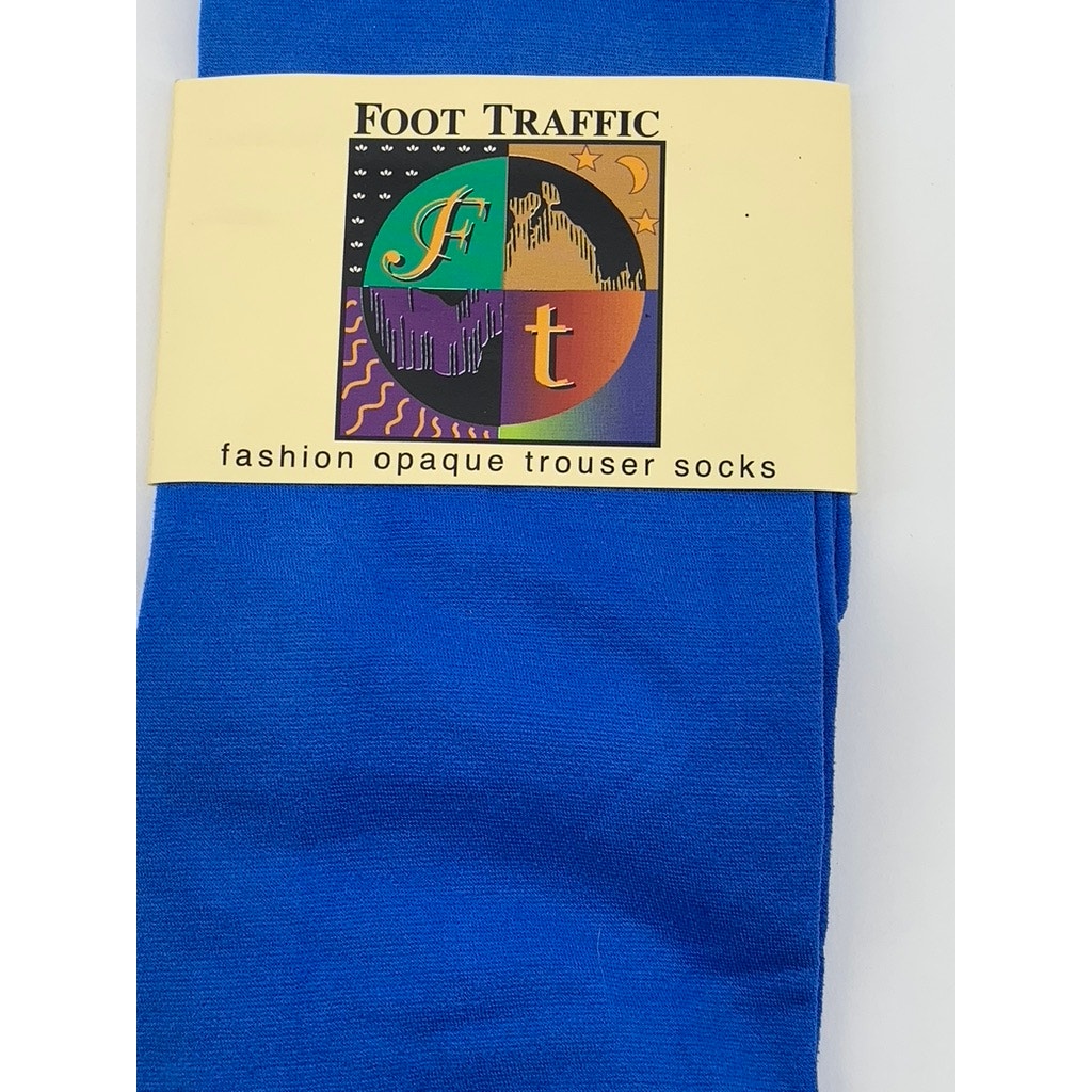FOOT TRAFFIC Women's Royal Blue Fashion Opaque Trouser Socks SZ OS