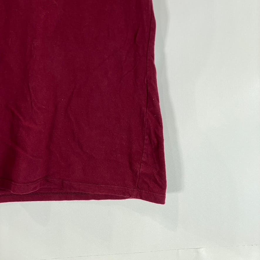 NIKE Women’s Burgundy Scoop-Neck Swoosh Logo Athletic Cut Short Sleeve Top SZ L