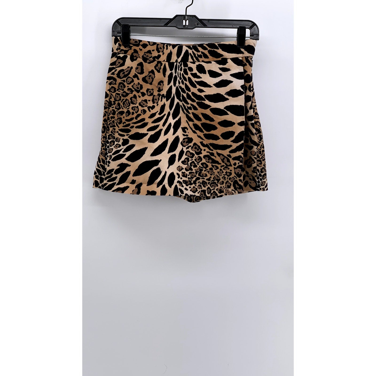UNBRANDED Women's Tan-Black Animal Print Layered Skort SZ S