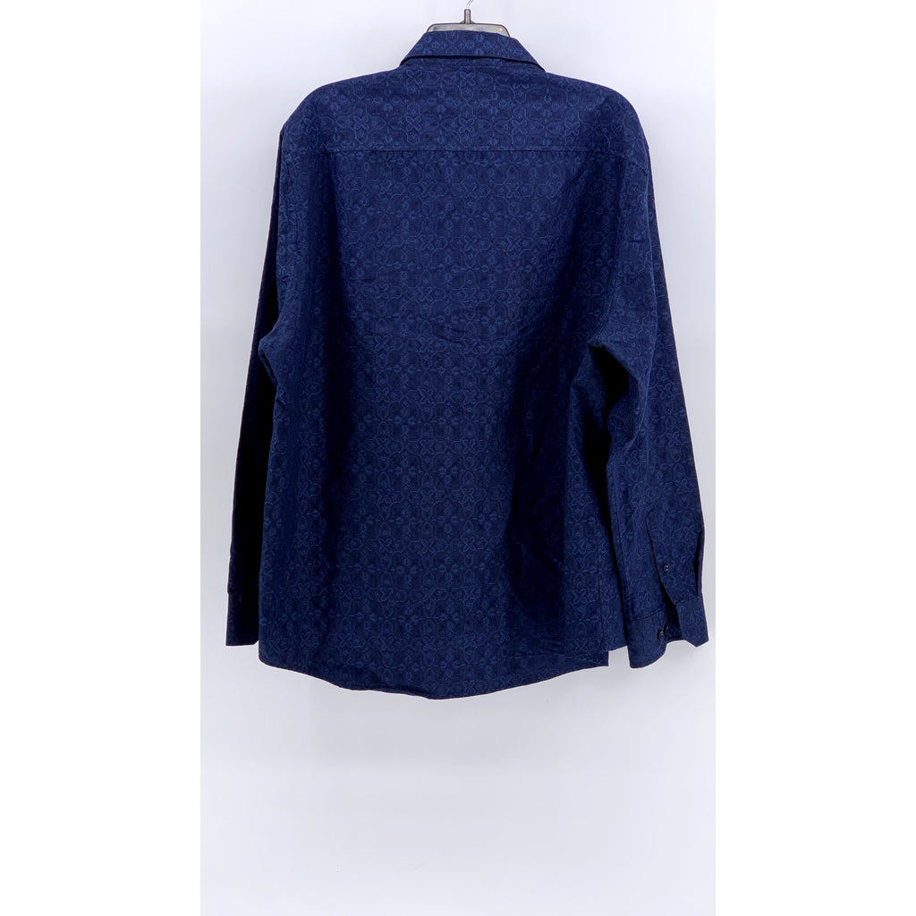 TASSO ELBA Men's Blue Printed Button-Up Long Sleeve Shirt SZ 2XL