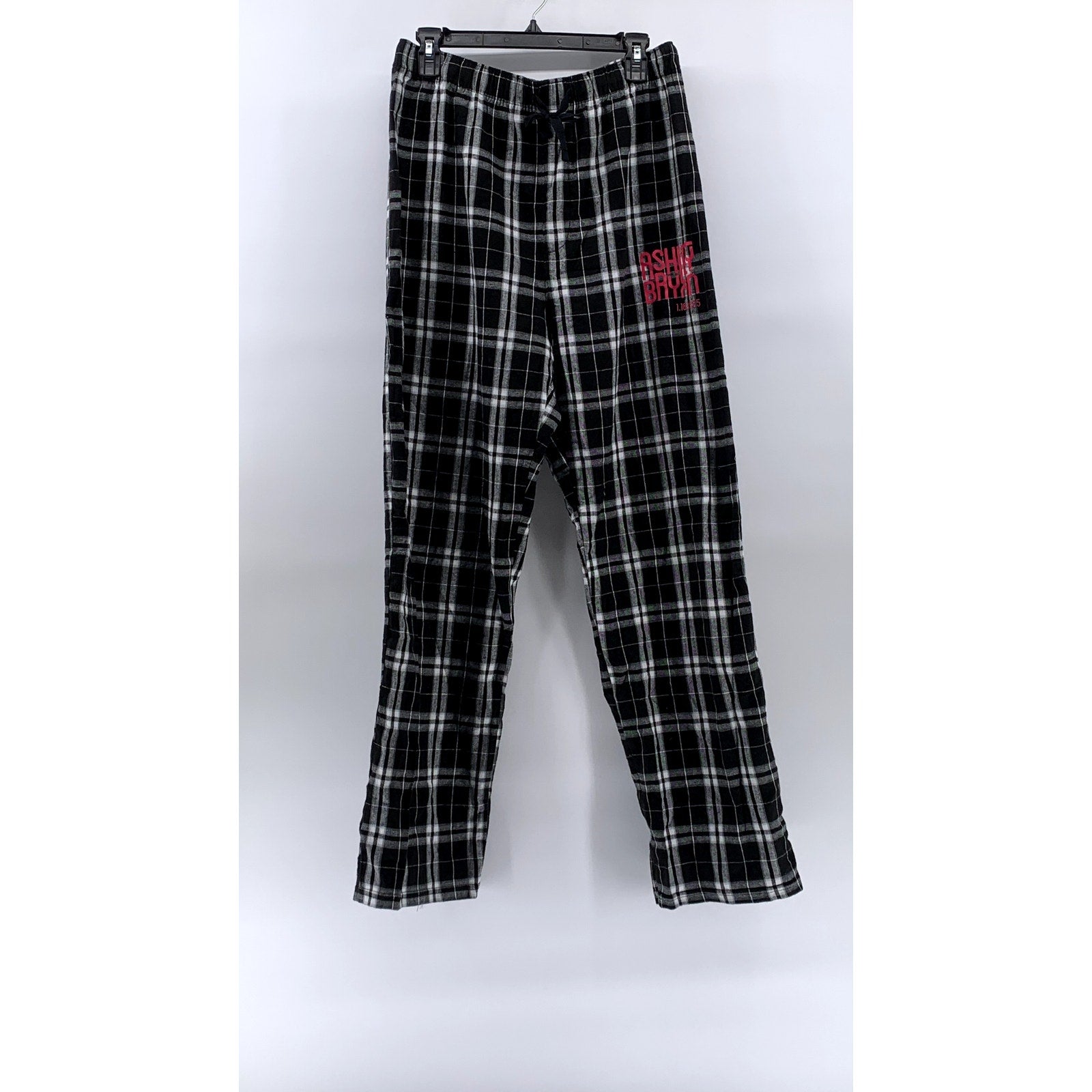 DISTRICT Women's Black-White Plaid Drawstring Relaxed Fit Pajama Pants SZ M