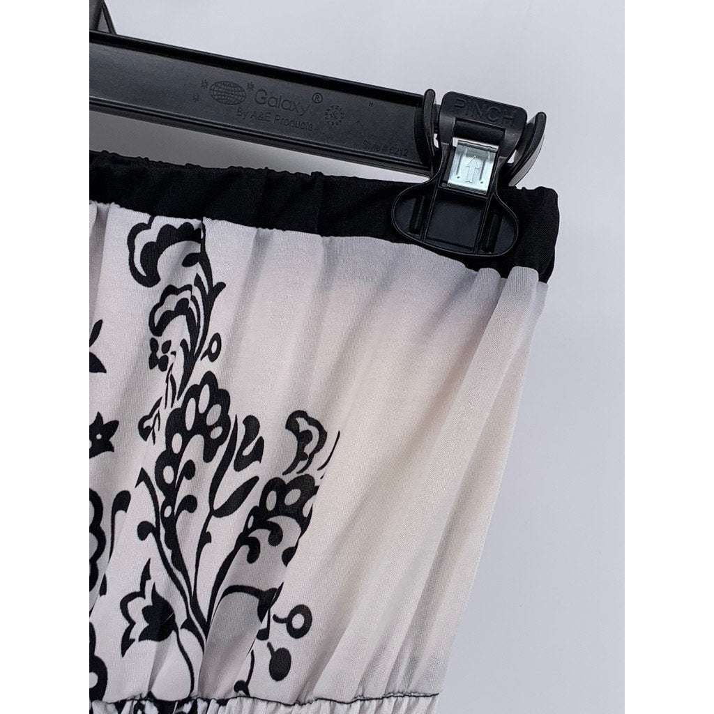 WET SEAL Women's Black-White Y2K Printed Strapless Dress SZ XS