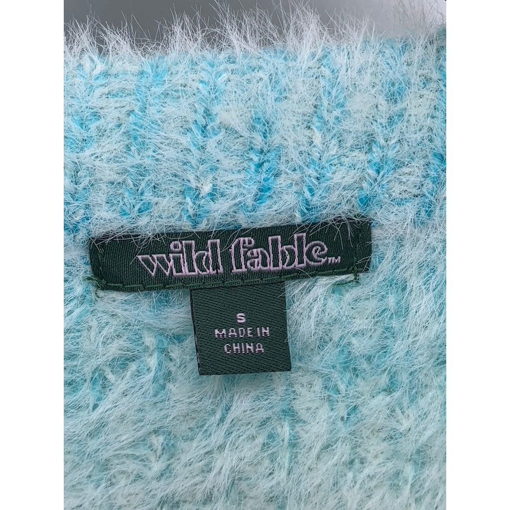 WILD FABLE Women's Blue Ombre Knit Crewnwck Cropped Sweater SZ S