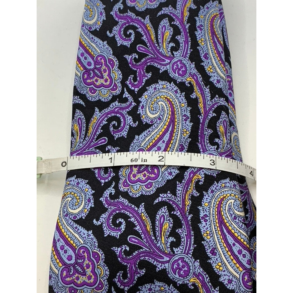 LAUREN RALPH LAUREN Men's Black-Purple Paisley Silk Tie SZ OS