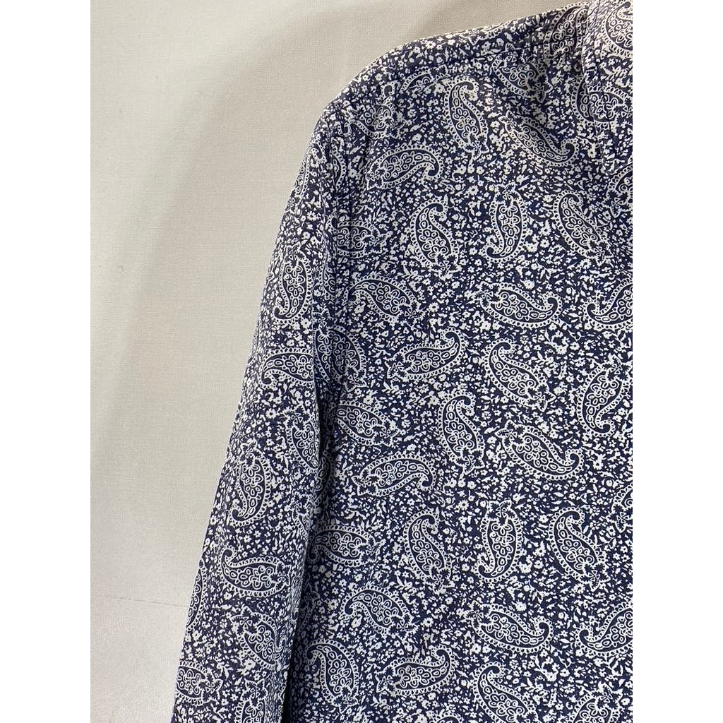 DIESEL Men's Navy/White Paisley Giamma Button-Up Long Sleeve Shirt SZ S